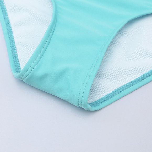 Cali Chic Women's Swimsuit Celebrity Sky Blue Striped Patchwork High Waist - Picture 9 of 10